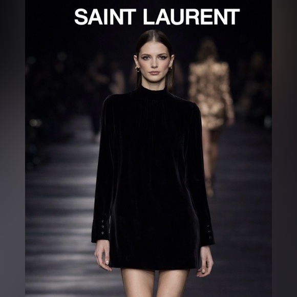 Saint Laurent Dresses & Skirts - NWT Saint Laurent Black Velvet Mini Dress S